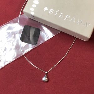 Silpada sterling silver tear drop necklace w/ chain. Retired style. 16” length.